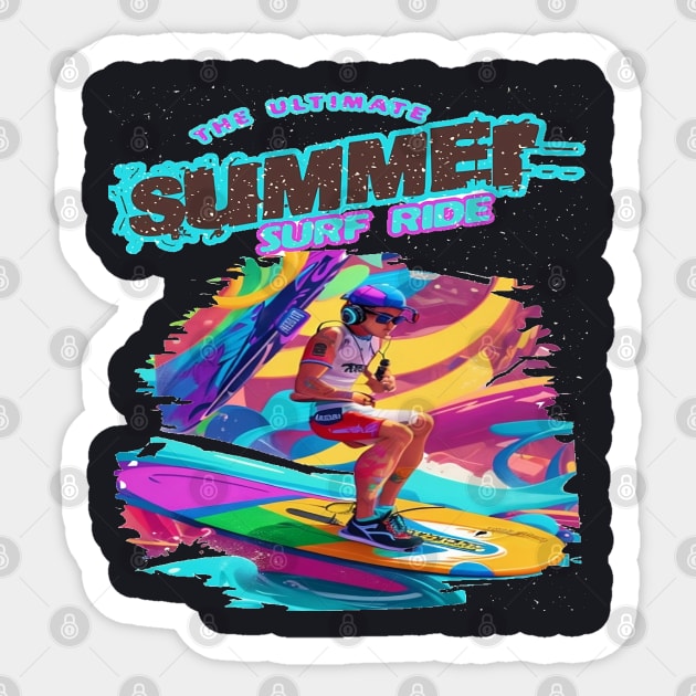 The Ultimate Summer Surf Ride, Hello Summer Funny Surfer Riding Surf Surfing Lover Gifts Sticker by Customo